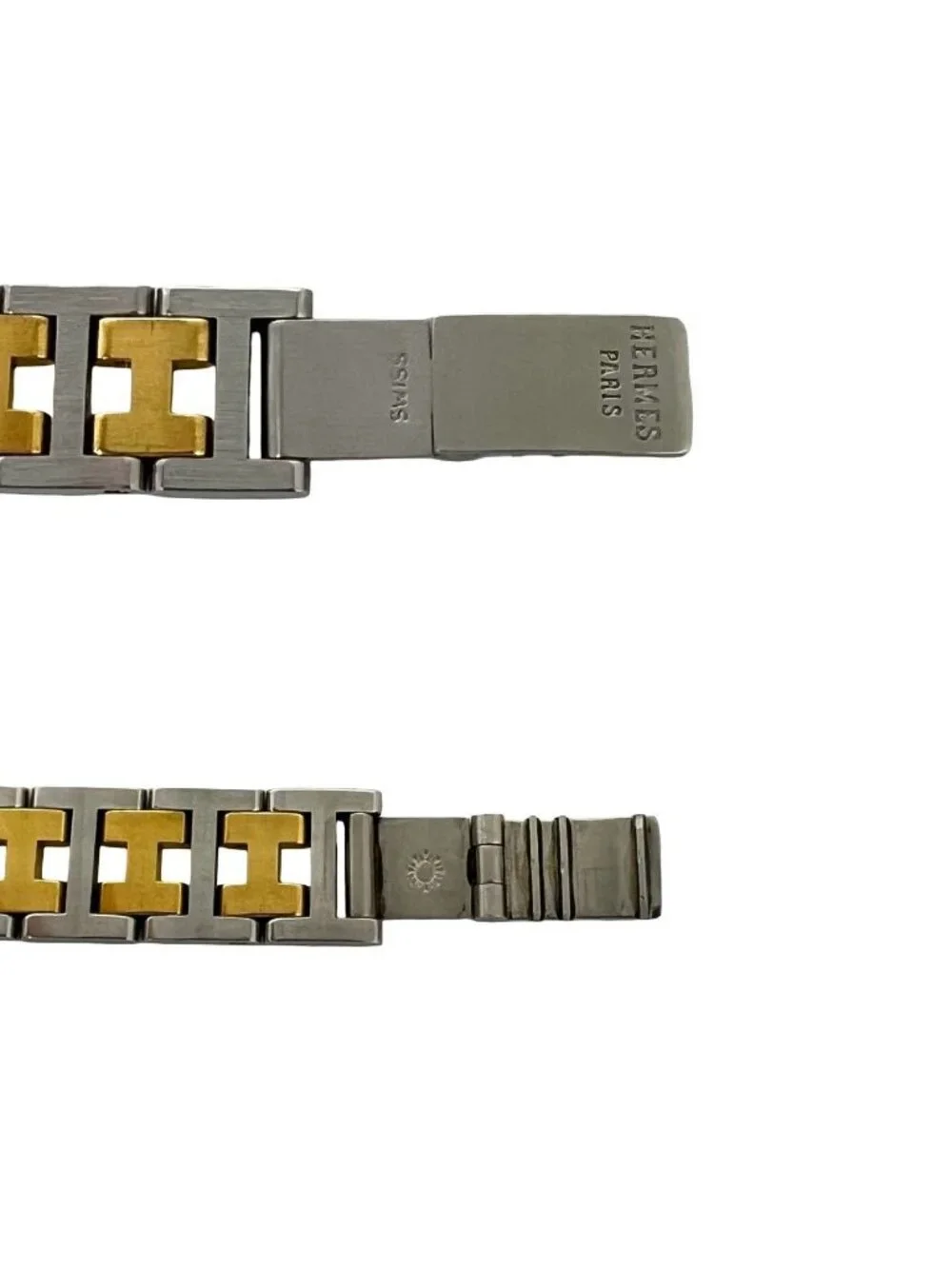 Hermes Pullman Stainless Quartz Watch Wrist Gold Silver